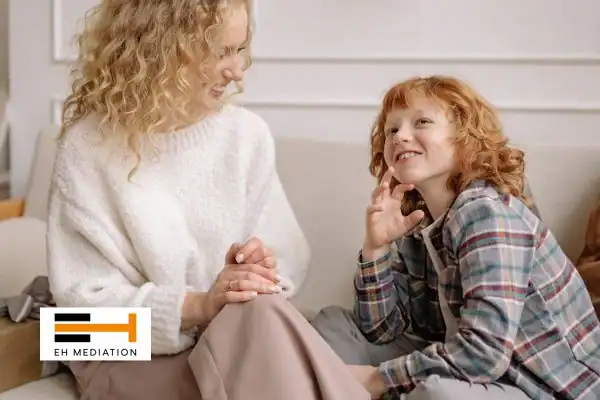 Happy mother and child after sorting child arrangements mediation Newton Aycliffe