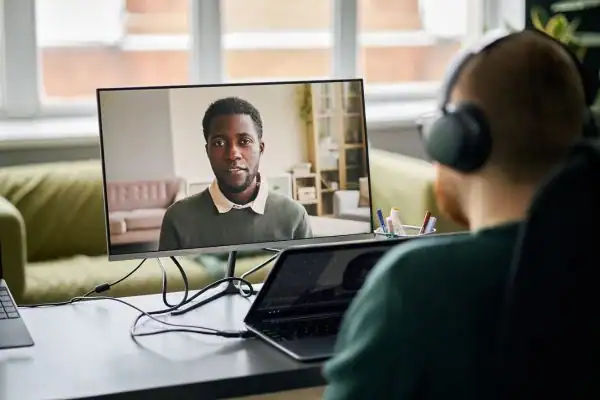 Man attending online mediation Newton Aycliffe MIAMS session